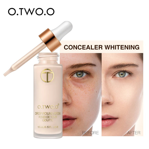 O.TWO.O Liquid Foundation Professional Makeup Base Oil Free Full Coverage Concealer Lasting Face Foundation BB Cream